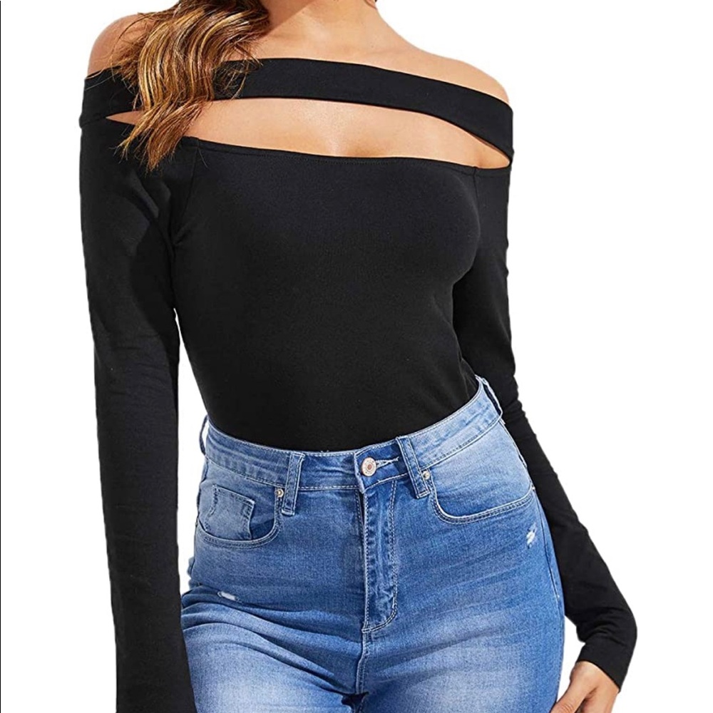 Black off the shoulder top